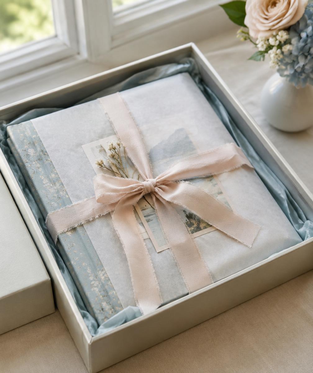 Finished handmade album wrapped and ready to gift